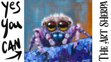 Cute fuzzy Spider🌟🎨 How to Draw and Paint tutorial for Beginners 13 Days of Halloween