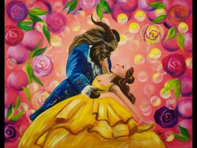 Beauty and The Beast Dancing Step by step Beginner Acrylic Tutorial