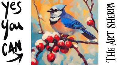 Blue Jay 🌟🎨 How to Draw and Paint tutorial for Beginners Winter Wonder 2024 #Art #painting