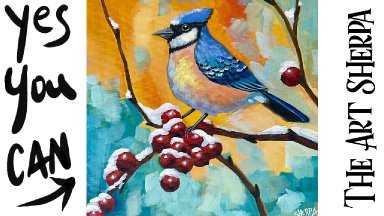 Blue Jay  How to Draw and Paint tutorial for Beginners Winter Wonder 2024 #Art #painting