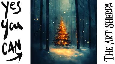 Christmas tree  🌟🎨 How to Draw and Paint tutorial for Beginners Winter Wonder 2024 #art #painting