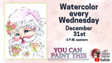 The Art Sherpa Show – Vintage Santa Claus Line and Wash Easy Watercolor Step by step