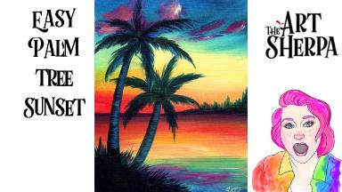 Sunsets and Palm trees Easy painting step by step| TheArtSherpa