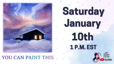 The Art Sherpa Show | Aurora Borealis Winter Cabin in Snow | Easy Beginner Acrylic