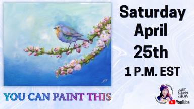 Blue Robin on a Branch | Easy Beginner Acrylic