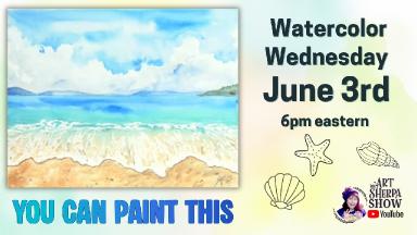 Blue Sky Sand and Waves | Easy Beginner Watercolor