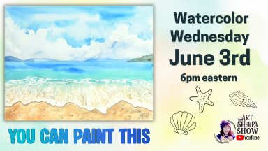 Blue Sky Sand and Waves | Easy Beginner Watercolor