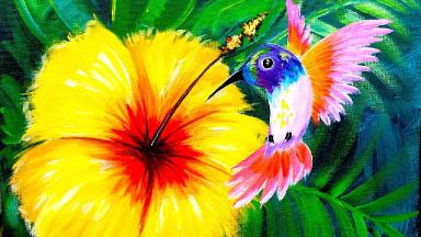 Hummingbird and Hibiscus Flower Learn to paint for Beginners Angelooney