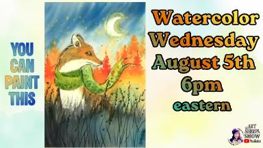 Fancy Red Fox and Moon | Easy Beginner Watercolor