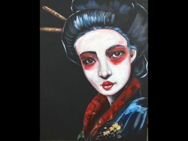 Geisha inspired painting lesson in Acrylic Paint  #5 About Face Big Art Quest