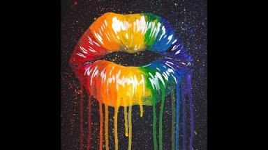 Beginners Drippy Rainbow Lips  Acrylic Painting on Canvas  #LisaFrankInspired