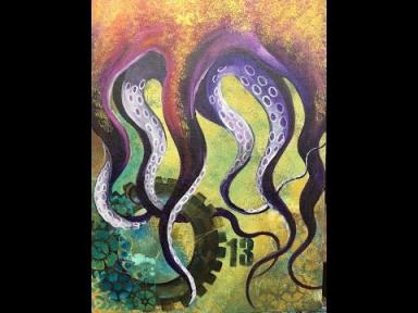 Steam Punk Kraken Acrylic Painting on Canvas for Beginners