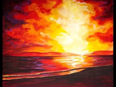 Sunset  at the BEACH Beginners Acrylic Step by step