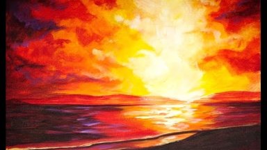 Sunset  at the BEACH Beginners Acrylic Step by step