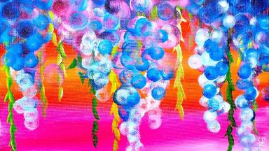 🌸Abstract  Dripping Wisteria Flowers🎨🌷 Acrylic Painting on Canvas💝