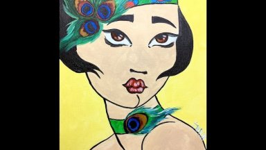 How to paint A 1920's Flapper in Acrylic full painting beginner Tutorial LIVE
