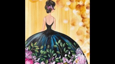 Girl in a Party Dress  Acrylic Painting on Canvas for Beginners