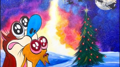 Ren and Stimpy Holiday  LIVe paint acrylic painting