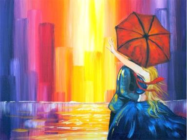 Lovers Kiss in the City |  Learn to do Acrylic Painting  for Beginners