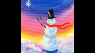 Simple SNOWMAN Christmas Step by Step Acrylic Painting on Canvas for Beginners