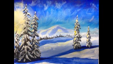 Winter Landscape Step by Step Acrylic Painting on Canvas for Beginners