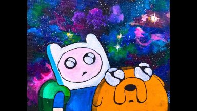 Adventure Time Finn and Jake GALAXY Beginner Acrylic Tutorial