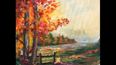 Beginner Learn to paint a Landscape Full acrylic for Fall /Autumn lovers
