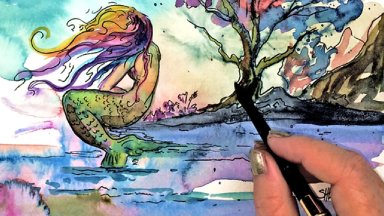Weeping Mermaid Watercolor Bleeding Speedpaint Art Sherpa