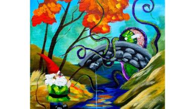 Kevin visits the Autumn Landscape Step by Step Acrylic Painting on Canvas for Beginners