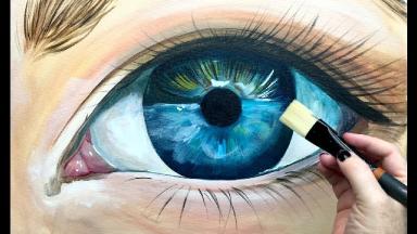 Beginner Learn to paint Realistic Eye in acrylic