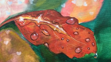 Water Drops on a Fall Leaf Easy Acrylic painting Tutorial Real time