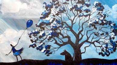 How to paint  Stormy Sky and mighty OAK Tree Acrylic Painting on Canvas for Beginners