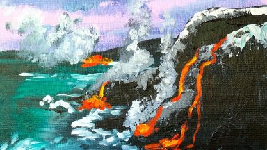 How to Paint LAVA in Acrylic art lesson #bigartquest #21
