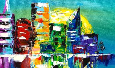 Abstract Cityscape Painting Vigil for Hope and Love Orlando #PrayForOrlando