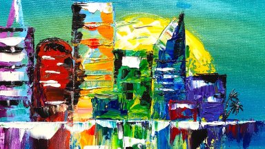 Abstract Cityscape Painting Vigil for Hope and Love Orlando #PrayForOrlando