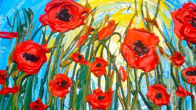 3D Popping Poppies Impasto Pallet Knife Acrylic tutorial