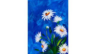 Easy DAISY Acrylic Painting Tutorial With LADYBUG