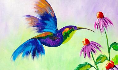 Beginner Learn to Paint A HummingBird and Flower