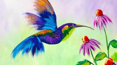 Beginner Learn to Paint A HummingBird and Flower