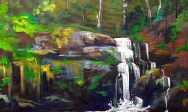 Beginner Wooded Waterfall Landscape Tutorial Acrylic