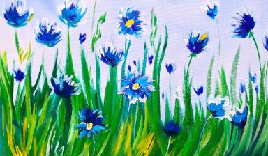 acrylic painting paintings easy abstract beginners sherpa cornflowers simple asl flowers nice paint theartsherpa flower canvas tutorials acrylics water class