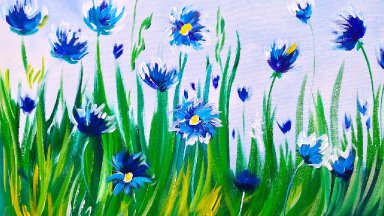 Easy acrylic Painting | Abstract Cornflowers | ASL Art Sherpa