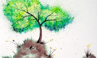 Bella's Wishing Tree painting tutorial Easy Splatter art Crayola watercolors