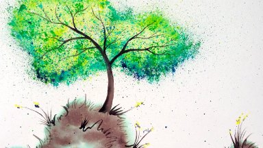 Bella's Wishing Tree painting tutorial Easy Splatter art Crayola watercolors