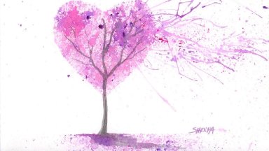 EASY Acrylic Watercolor Splatter Art The Cherry Blossom LOVE Tree