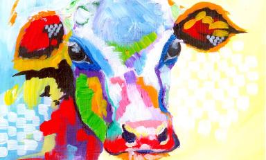 Colorful Cow Painting | Acrylic Tutorial | Beginner Abstract lesson