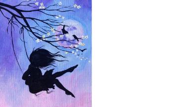 Beginner Acrylic tutorial | Cherry Blossom Swing and Girl | Art Sherpa #coloroftheyearart