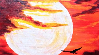 Beginners Painting Acrylic | Fiery Sunset Sky | With Off Kilter Crafter