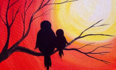 Easy Acrylic Painting  Simple Mama Bird Sunset  The Art Sherpa