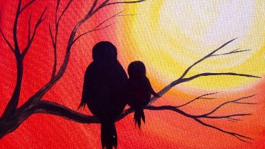 Easy Acrylic Painting | Simple Mama Bird Sunset | The Art Sherpa